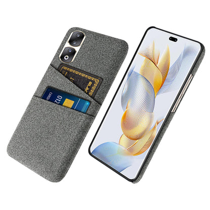 Cloth Texture Phone Cover for Honor 90 Pro , Hard PC + Cloth Protective Case with Dual Card Slots