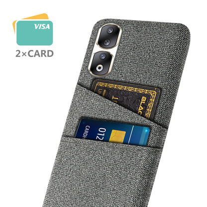 Cloth Texture Phone Cover for Honor 90 Pro , Hard PC + Cloth Protective Case with Dual Card Slots