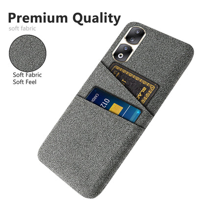 Cloth Texture Phone Cover for Honor 90 Pro , Hard PC + Cloth Protective Case with Dual Card Slots