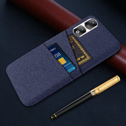 Cloth Texture Phone Cover for Honor 90 Pro , Hard PC + Cloth Protective Case with Dual Card Slots