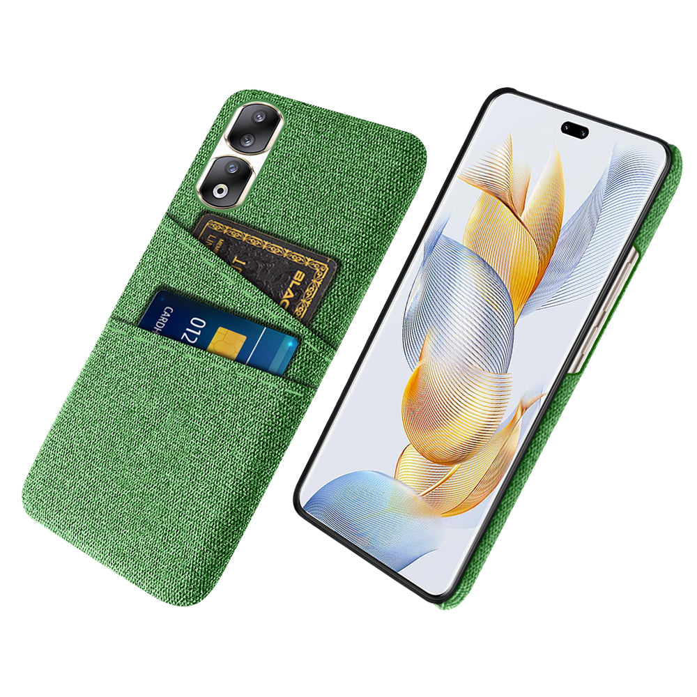 Cloth Texture Phone Cover for Honor 90 Pro , Hard PC + Cloth Protective Case with Dual Card Slots