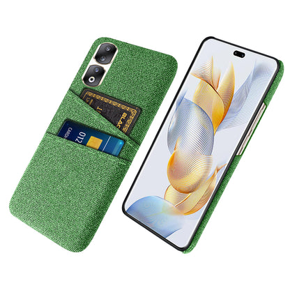 Cloth Texture Phone Cover for Honor 90 Pro , Hard PC + Cloth Protective Case with Dual Card Slots