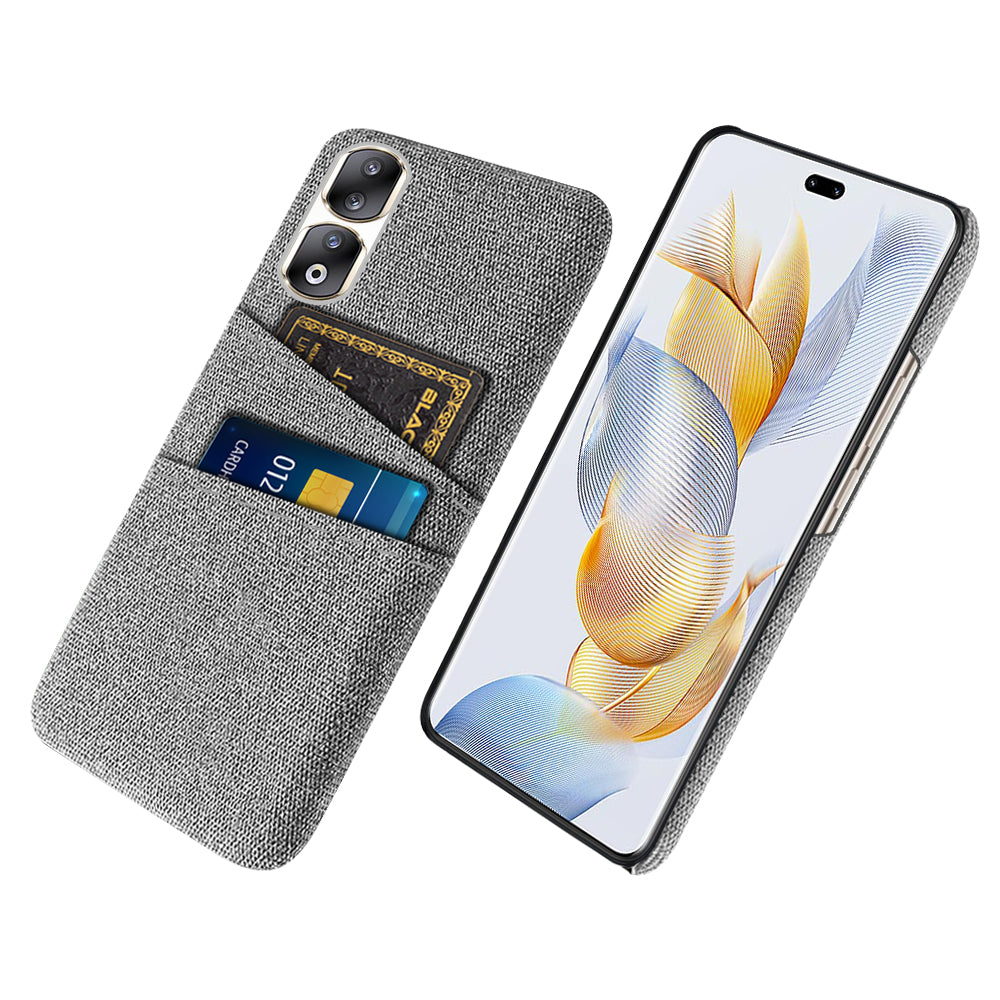 Cloth Texture Phone Cover for Honor 90 Pro , Hard PC + Cloth Protective Case with Dual Card Slots