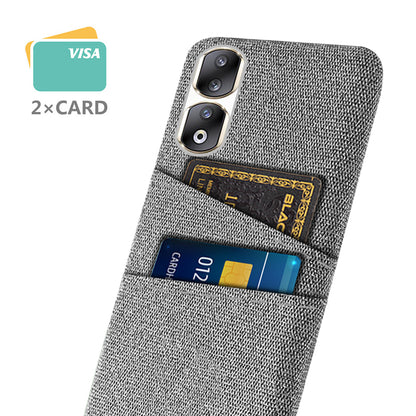 Cloth Texture Phone Cover for Honor 90 Pro , Hard PC + Cloth Protective Case with Dual Card Slots