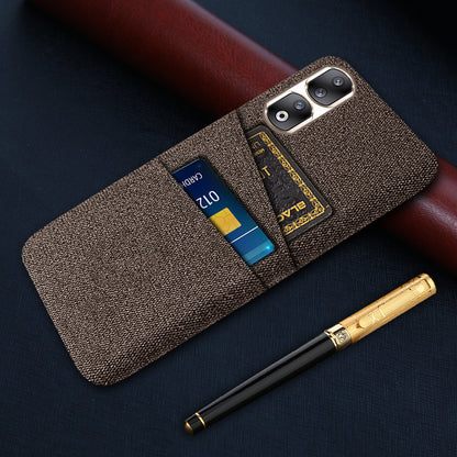 Cloth Texture Phone Cover for Honor 90 Pro , Hard PC + Cloth Protective Case with Dual Card Slots