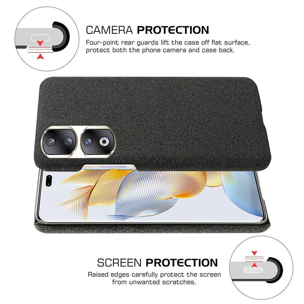 Cloth+Hard PC Protective Phone Case for Honor 90 Pro , Scratch-resistant Cell Phone Cover