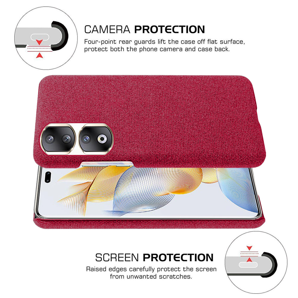 Cloth+Hard PC Protective Phone Case for Honor 90 Pro , Scratch-resistant Cell Phone Cover