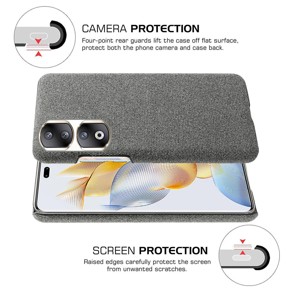 Cloth+Hard PC Protective Phone Case for Honor 90 Pro , Scratch-resistant Cell Phone Cover