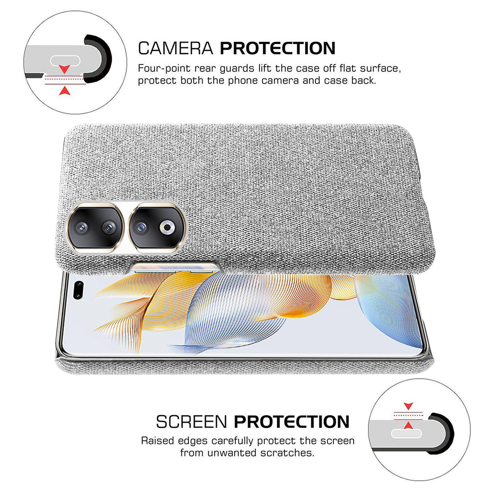 Cloth+Hard PC Protective Phone Case for Honor 90 Pro , Scratch-resistant Cell Phone Cover