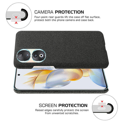 Cloth Texture Phone Case for Honor 90 , Cloth+Hard PC Anti-scratch Phone Cover