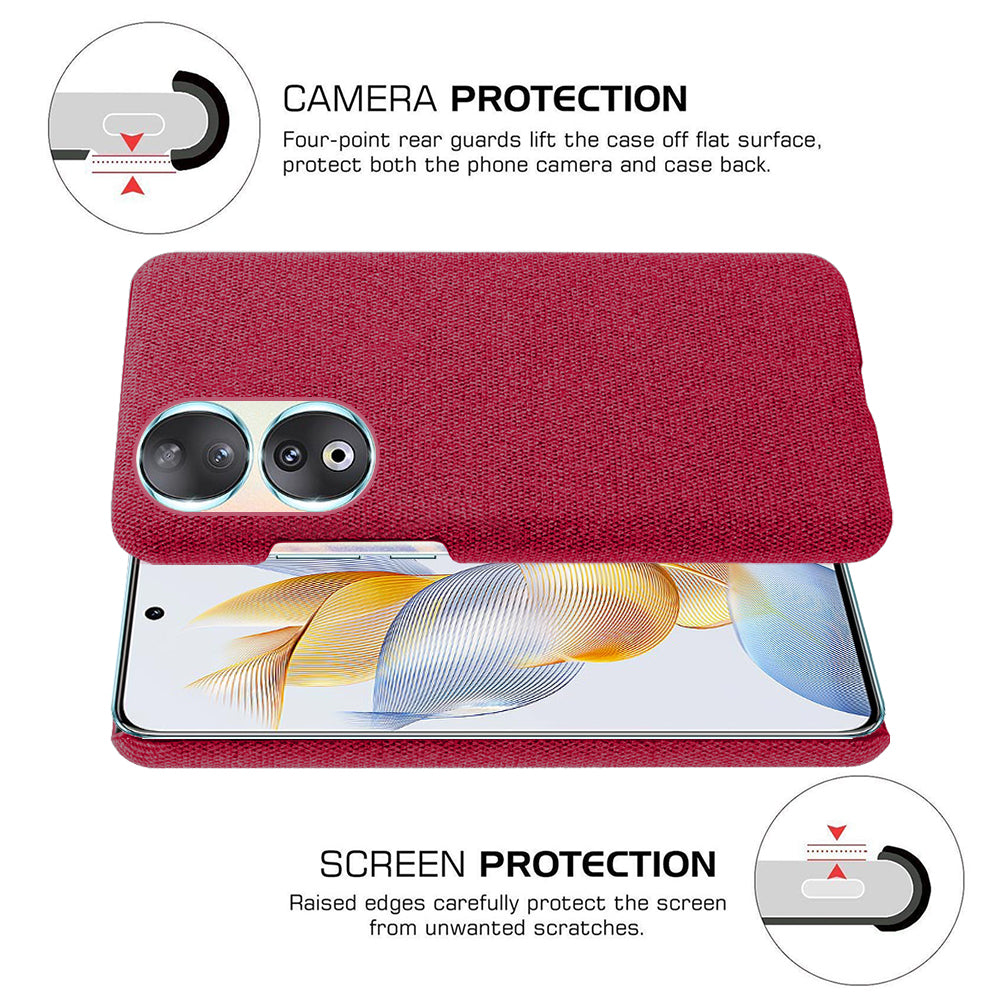 Cloth Texture Phone Case for Honor 90 , Cloth+Hard PC Anti-scratch Phone Cover
