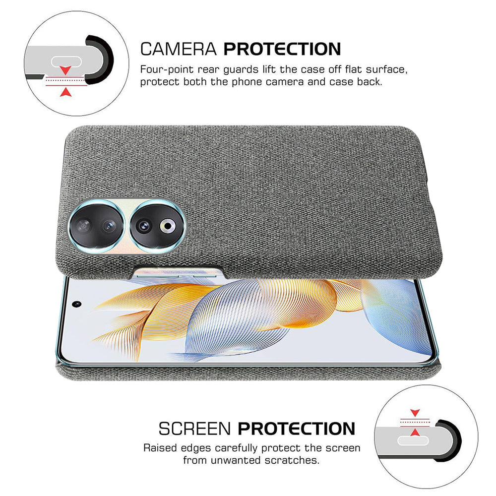Cloth Texture Phone Case for Honor 90 , Cloth+Hard PC Anti-scratch Phone Cover