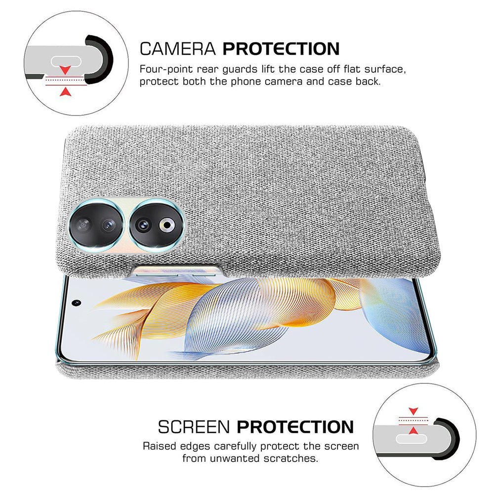 Cloth Texture Phone Case for Honor 90 , Cloth+Hard PC Anti-scratch Phone Cover