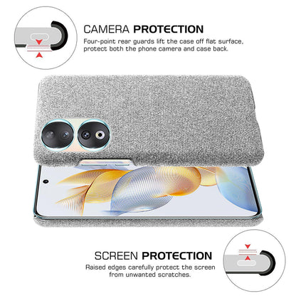 Cloth Texture Phone Case for Honor 90 , Cloth+Hard PC Anti-scratch Phone Cover