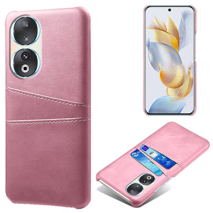 Phone Case with Dual Card Slots for Honor 90 , PU Leather Coated PC Smartphone Cover