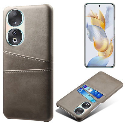 Phone Case with Dual Card Slots for Honor 90 , PU Leather Coated PC Smartphone Cover