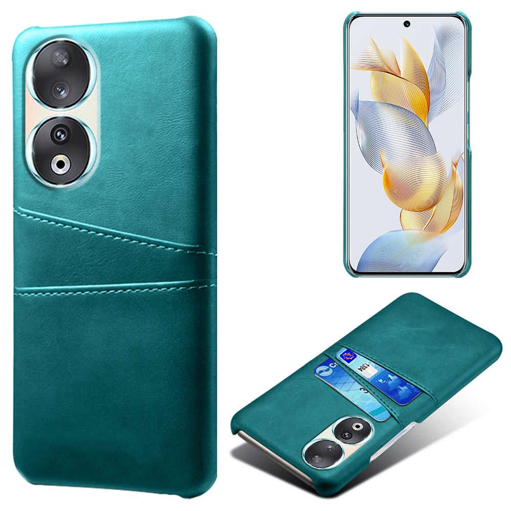 Phone Case with Dual Card Slots for Honor 90 , PU Leather Coated PC Smartphone Cover