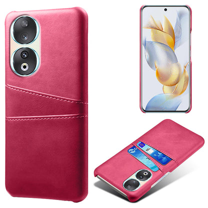 Phone Case with Dual Card Slots for Honor 90 , PU Leather Coated PC Smartphone Cover