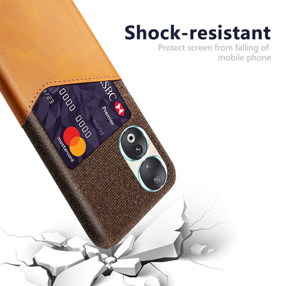 Card Holder Protective Phone Case for Honor 90 , Cloth Texture PU Leather Coated PC Cover