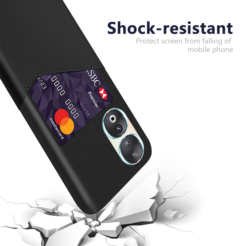 Card Holder Protective Phone Case for Honor 90 , Cloth Texture PU Leather Coated PC Cover