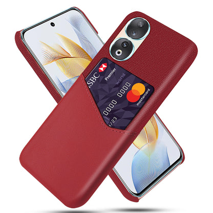 Card Holder Protective Phone Case for Honor 90 , Cloth Texture PU Leather Coated PC Cover