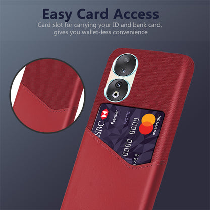 Card Holder Protective Phone Case for Honor 90 , Cloth Texture PU Leather Coated PC Cover
