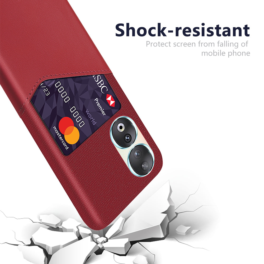 Card Holder Protective Phone Case for Honor 90 , Cloth Texture PU Leather Coated PC Cover