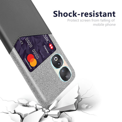 Card Holder Protective Phone Case for Honor 90 , Cloth Texture PU Leather Coated PC Cover