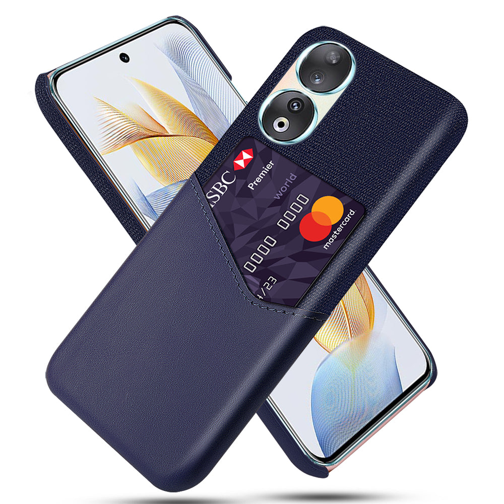 Card Holder Protective Phone Case for Honor 90 , Cloth Texture PU Leather Coated PC Cover
