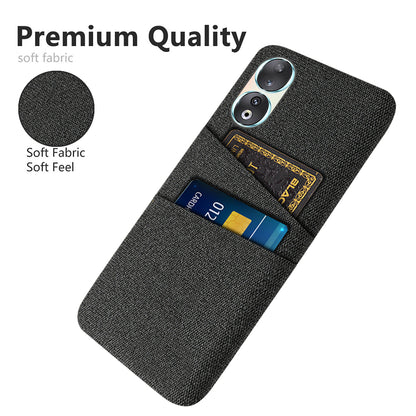Dual Card Holder Phone Case for Honor 90 , Hard PC + Cloth Anti-scratch Phone Cover