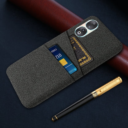 Dual Card Holder Phone Case for Honor 90 , Hard PC + Cloth Anti-scratch Phone Cover