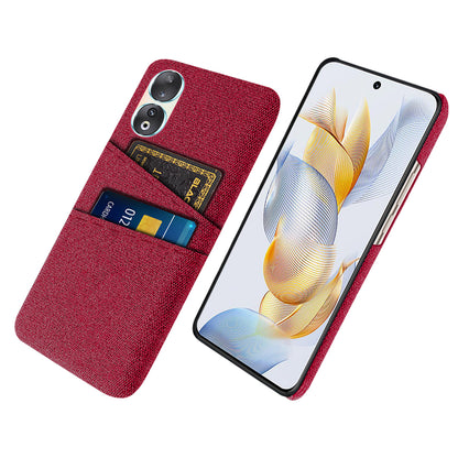 Dual Card Holder Phone Case for Honor 90 , Hard PC + Cloth Anti-scratch Phone Cover