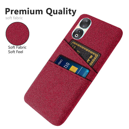 Dual Card Holder Phone Case for Honor 90 , Hard PC + Cloth Anti-scratch Phone Cover