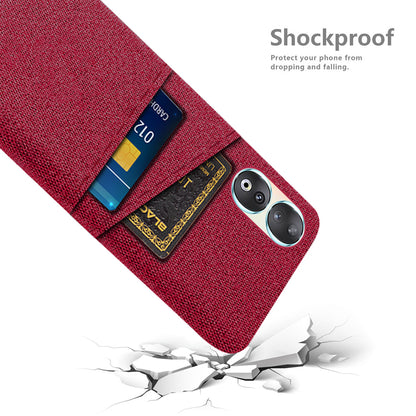 Dual Card Holder Phone Case for Honor 90 , Hard PC + Cloth Anti-scratch Phone Cover