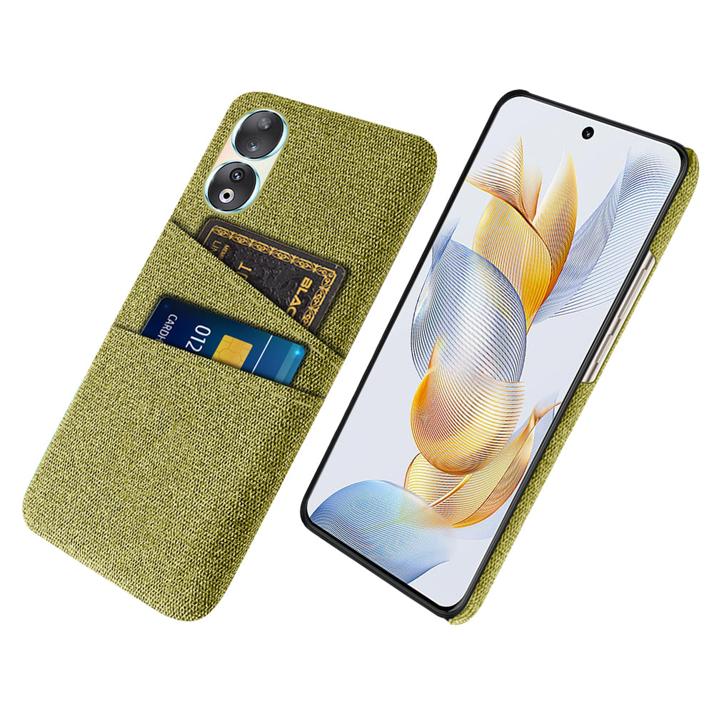 Dual Card Holder Phone Case for Honor 90 , Hard PC + Cloth Anti-scratch Phone Cover