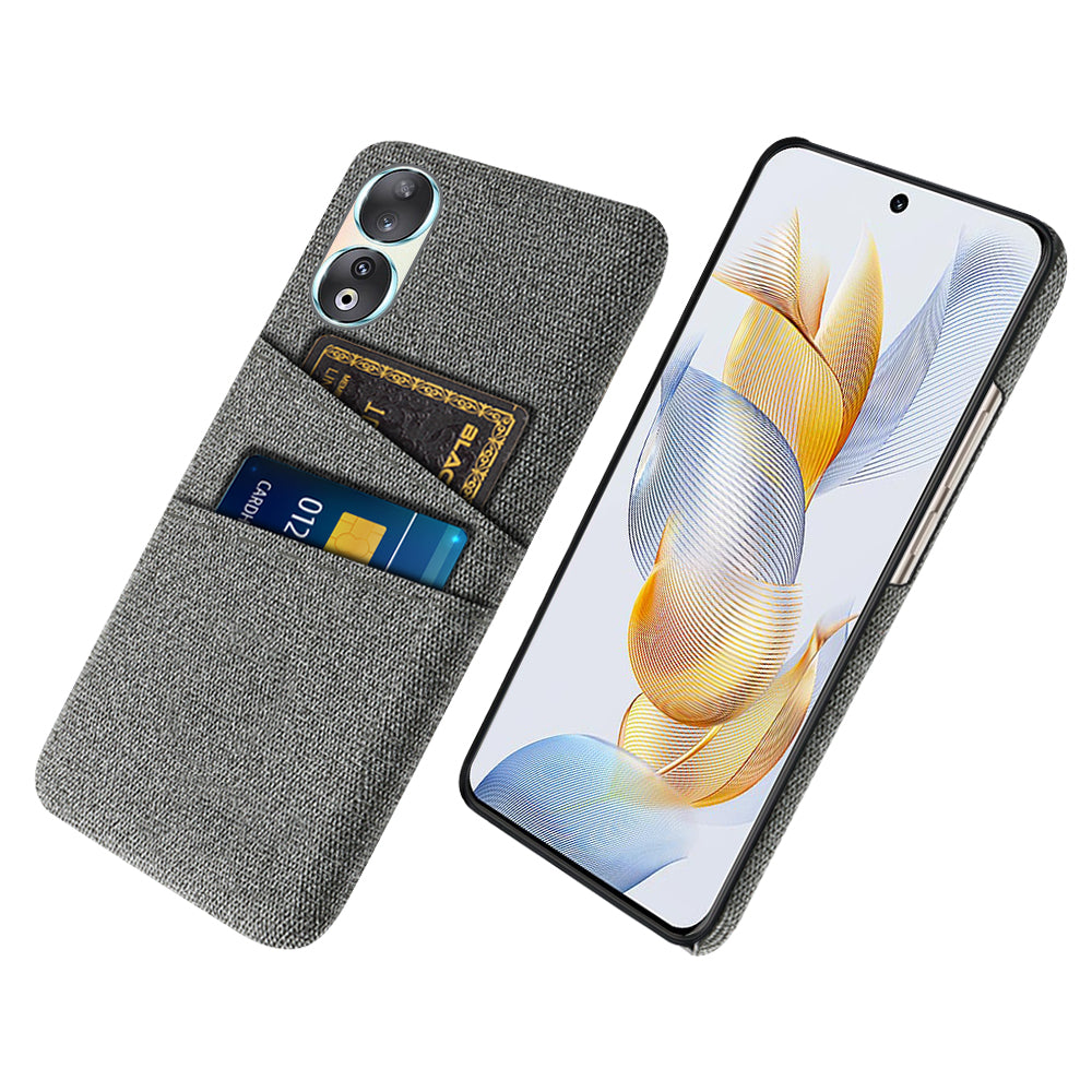 Dual Card Holder Phone Case for Honor 90 , Hard PC + Cloth Anti-scratch Phone Cover