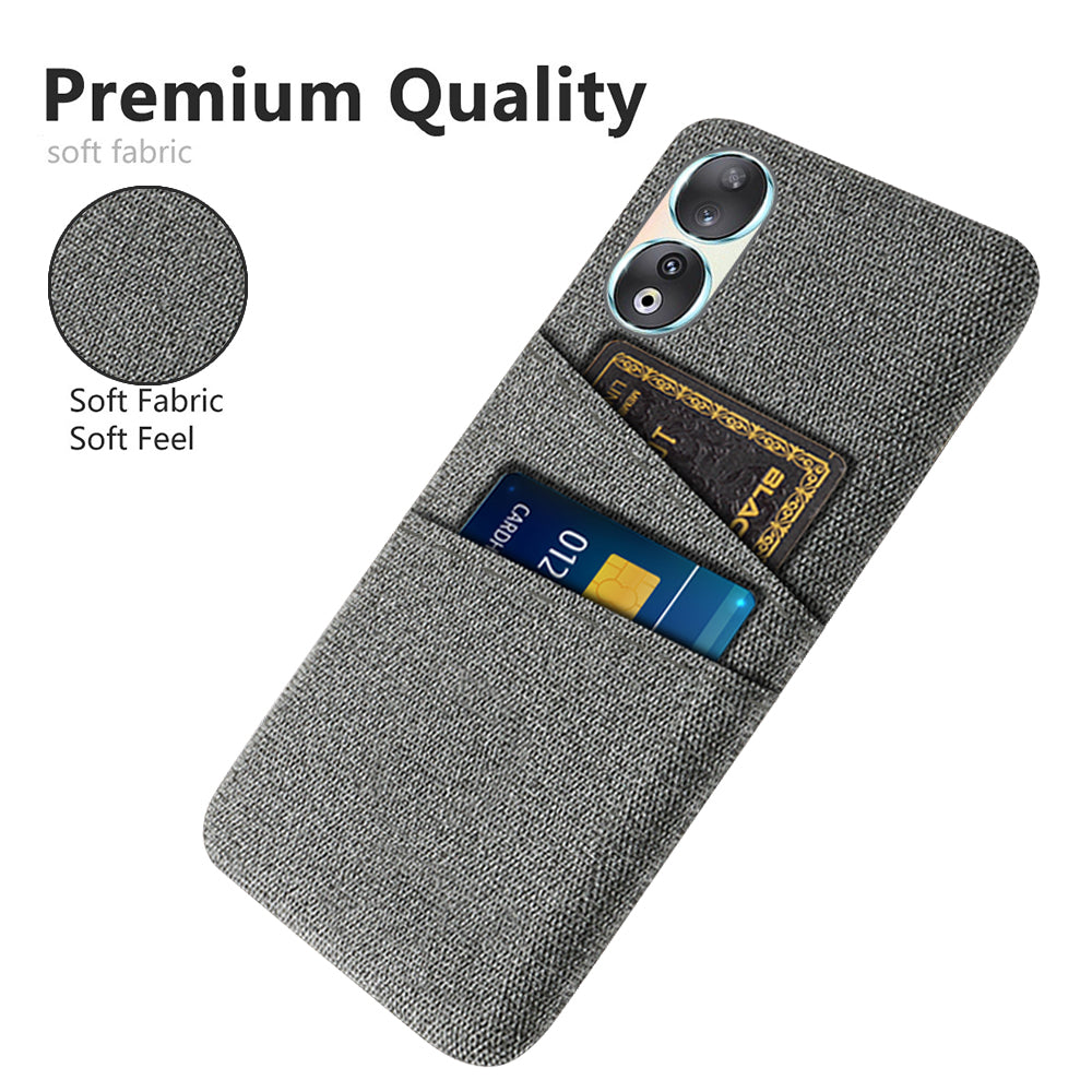 Dual Card Holder Phone Case for Honor 90 , Hard PC + Cloth Anti-scratch Phone Cover