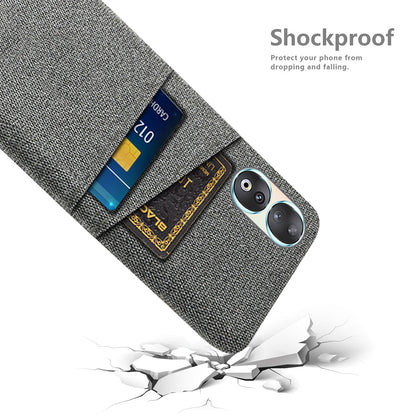 Dual Card Holder Phone Case for Honor 90 , Hard PC + Cloth Anti-scratch Phone Cover