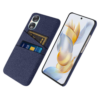 Dual Card Holder Phone Case for Honor 90 , Hard PC + Cloth Anti-scratch Phone Cover