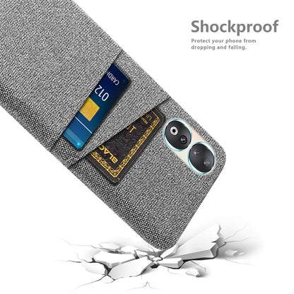Dual Card Holder Phone Case for Honor 90 , Hard PC + Cloth Anti-scratch Phone Cover