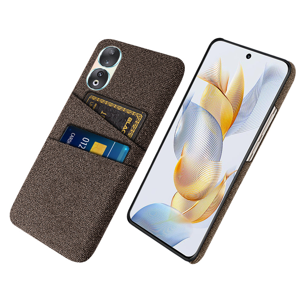 Dual Card Holder Phone Case for Honor 90 , Hard PC + Cloth Anti-scratch Phone Cover