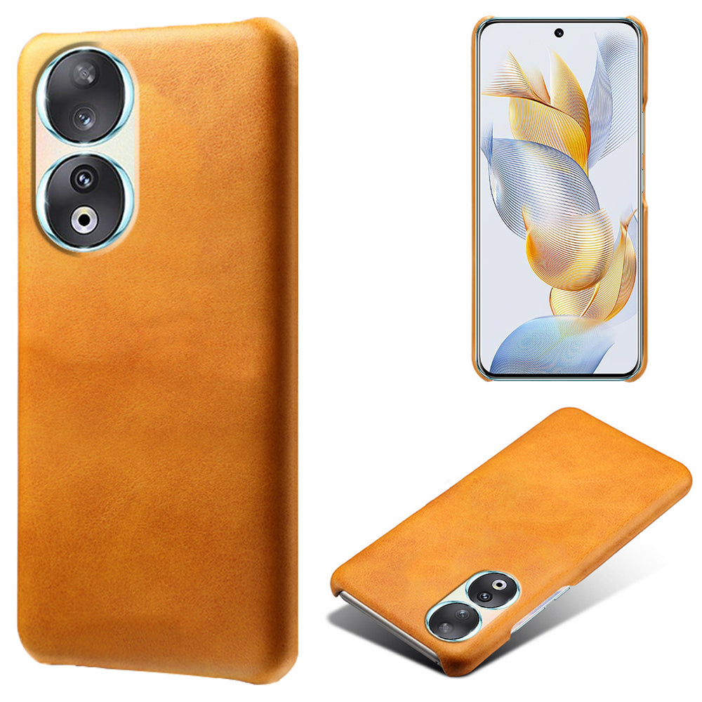 For Honor 90 PU Leather Coated Hard PC Cover Calf Texture Shockproof Phone Case
