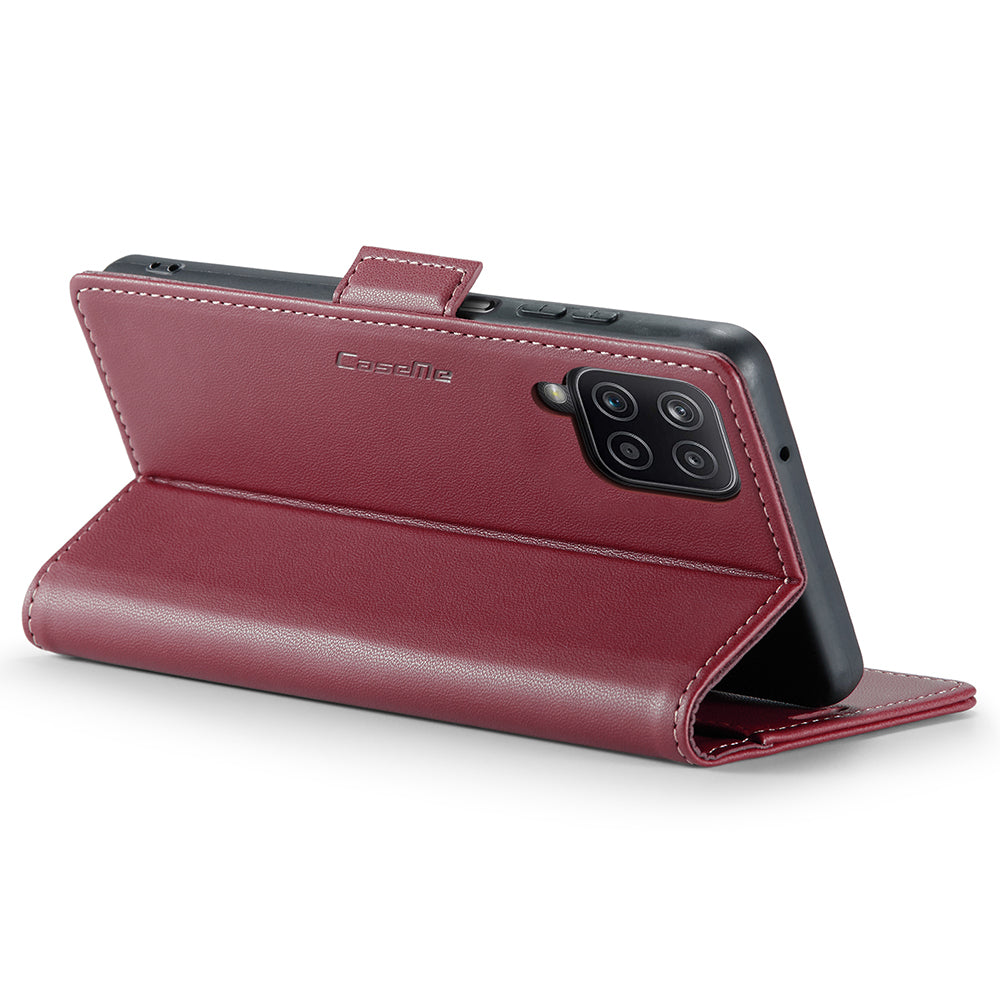 CASEME 023 Series For Samsung Galaxy A12 RFID Blocking Wallet Phone Case Side Clasp Leather Stand Cover