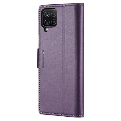 CASEME 023 Series For Samsung Galaxy A12 RFID Blocking Wallet Phone Case Side Clasp Leather Stand Cover