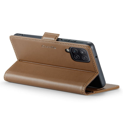 CASEME 023 Series For Samsung Galaxy A12 RFID Blocking Wallet Phone Case Side Clasp Leather Stand Cover