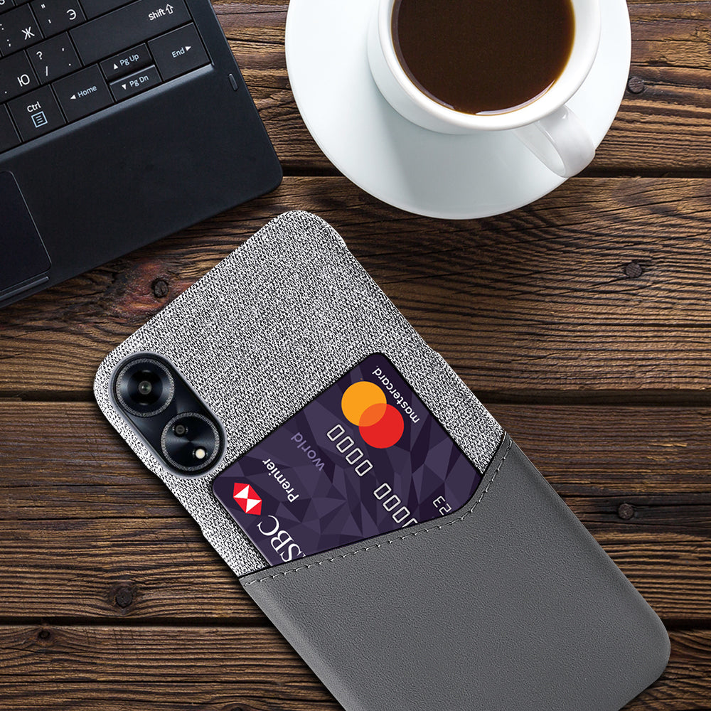 Protective Case for Oppo A1 5G / A98 5G / F23 5G , PU Leather Coated PC Cloth Texture Phone Cover with Card Slot