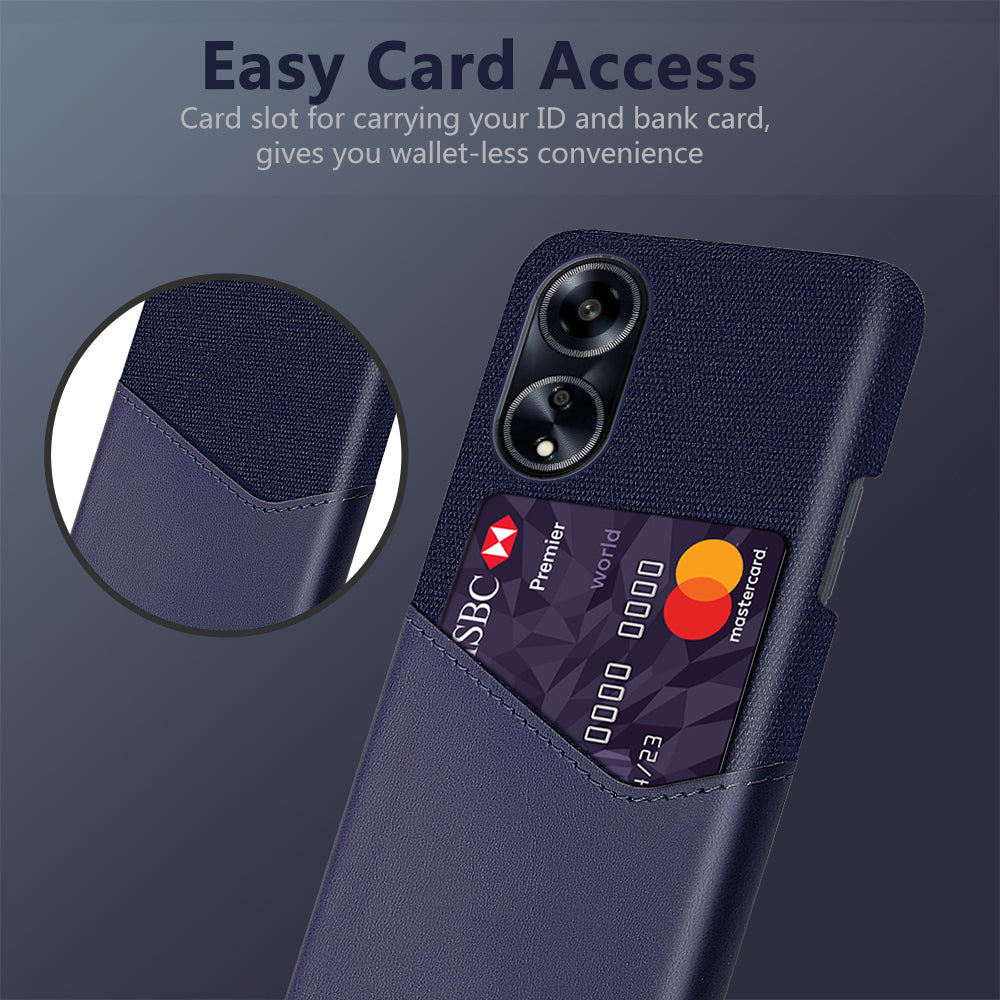 Protective Case for Oppo A1 5G / A98 5G / F23 5G , PU Leather Coated PC Cloth Texture Phone Cover with Card Slot