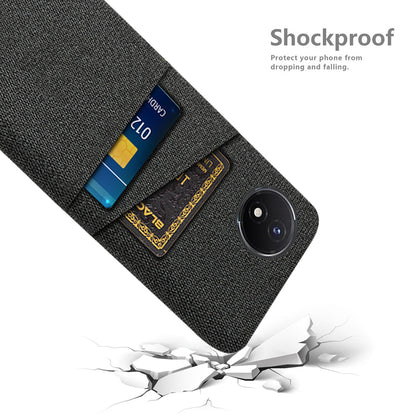 Phone Cover for vivo Y02 4G / Y02A 4G / Y11 (2023) Hard PC + Cloth Dual Card Holder Anti-Scratch Protection Case