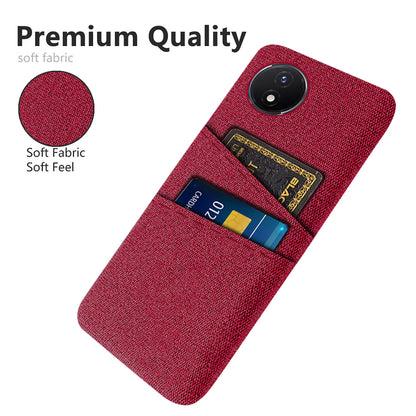 Phone Cover for vivo Y02 4G / Y02A 4G / Y11 (2023) Hard PC + Cloth Dual Card Holder Anti-Scratch Protection Case