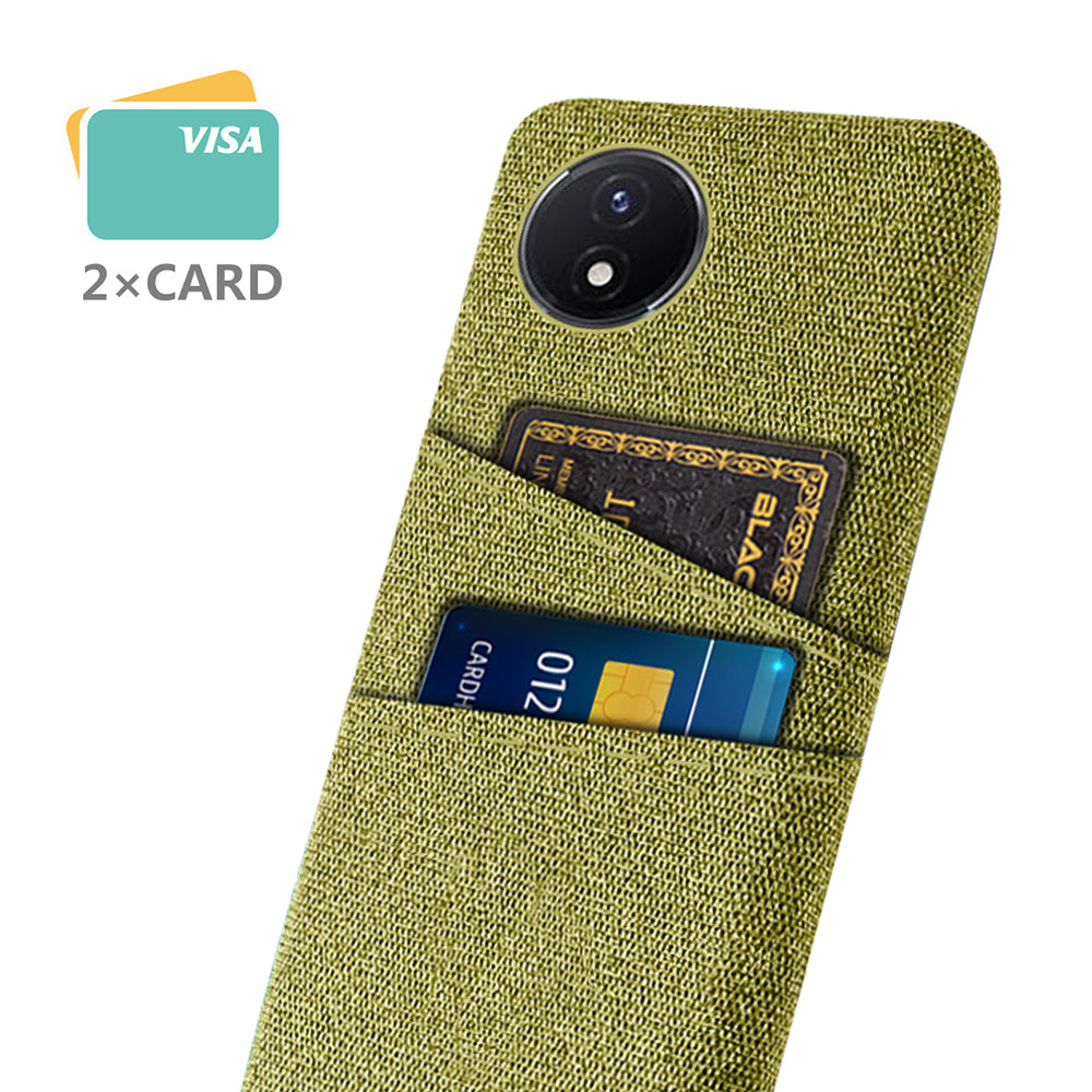 Phone Cover for vivo Y02 4G / Y02A 4G / Y11 (2023) Hard PC + Cloth Dual Card Holder Anti-Scratch Protection Case
